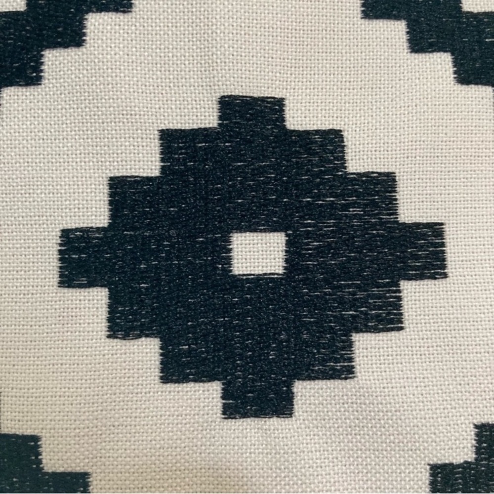 Throw Pillow 18 x 18” Embroidered Black and White Diamond Design NWT - Picture 11 of 12